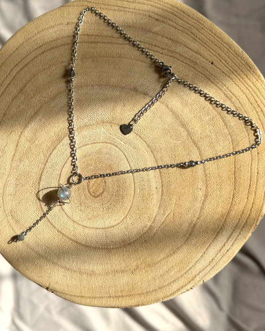 שרשרת צ'וקר כוכב לכת עם עניבה לברדורייט | סטיינלס סטיל