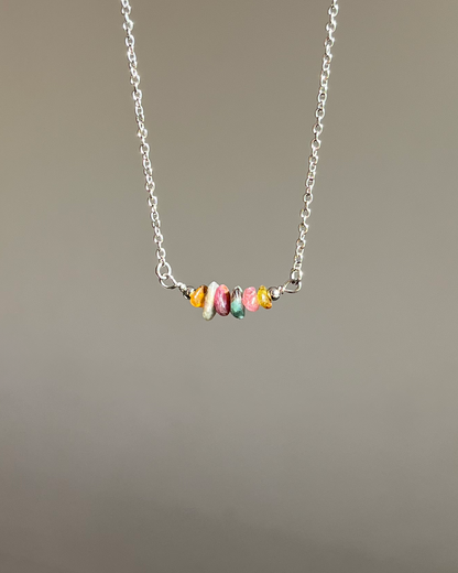 שרשרת צ'וקר חתיכות טורמלין צבעוני | סטיינלס סטיל