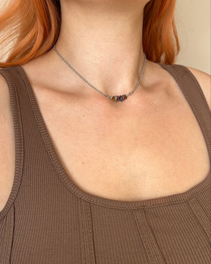 שרשרת צ'וקר חתיכות טורמלין צבעוני | סטיינלס סטיל