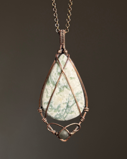 שרשרת נחושת אגת עץ עם חרוז בלאדסטון