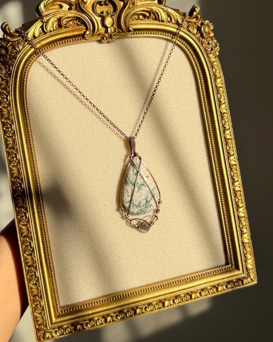 שרשרת נחושת אגת עץ עם חרוז בלאדסטון