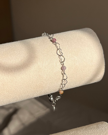 צמיד לבבות עם טורמלין | סטיינלס סטיל