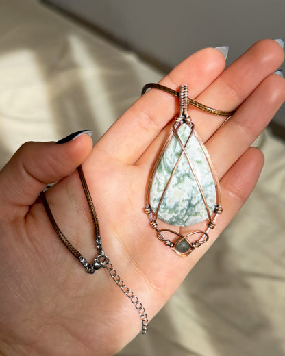 שרשרת נחושת אגת עץ עם חרוז בלאדסטון