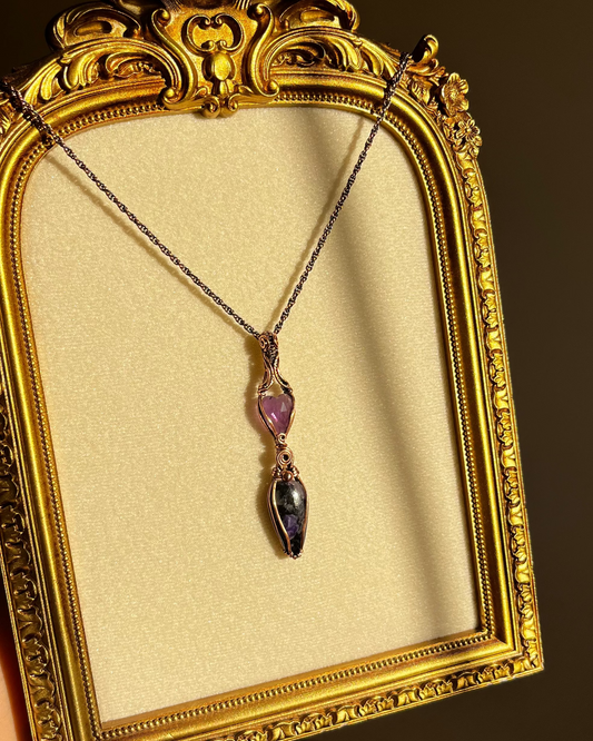 שרשרת נחושת צ'רוייט עם לב אמטיסט