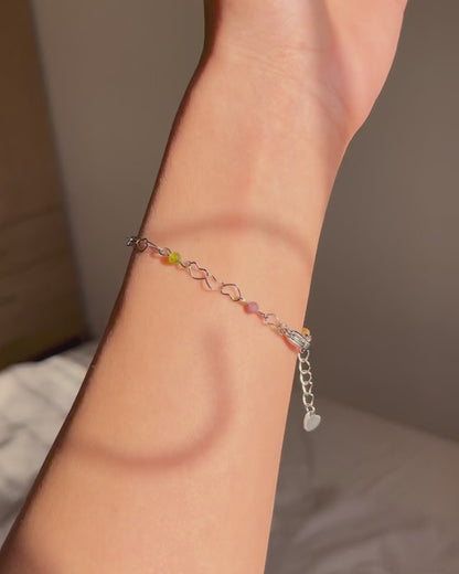 צמיד לבבות עם טורמלין | סטיינלס סטיל