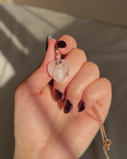 שרשרת נחושת רוז קוורץ לב | Triple Spiral